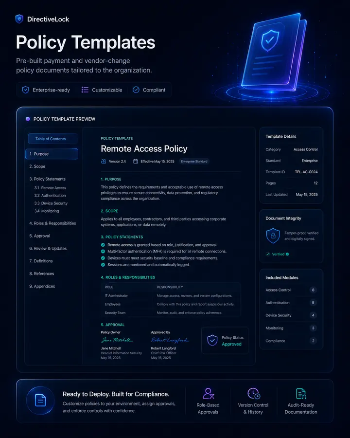 DirectiveLock policy templates mockup