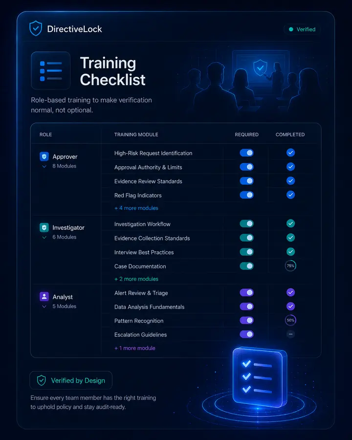 DirectiveLock training checklist mockup